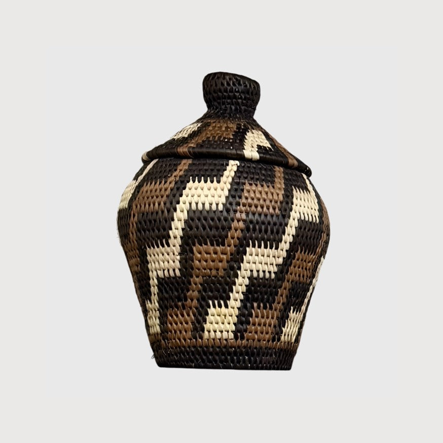 Lidded Lombok Basket Zig Zag Medium