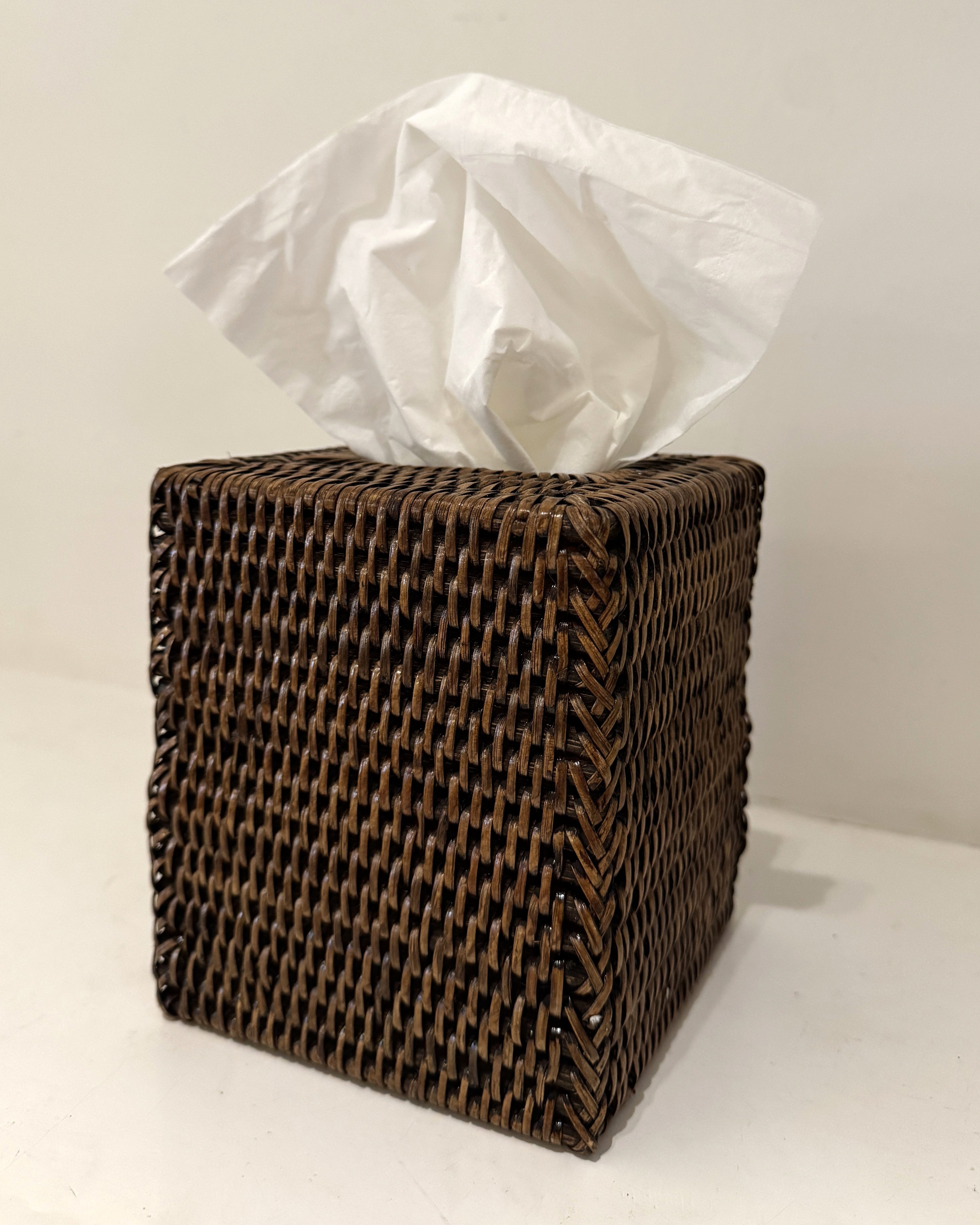 Rattan Tissue Box Holder, Square