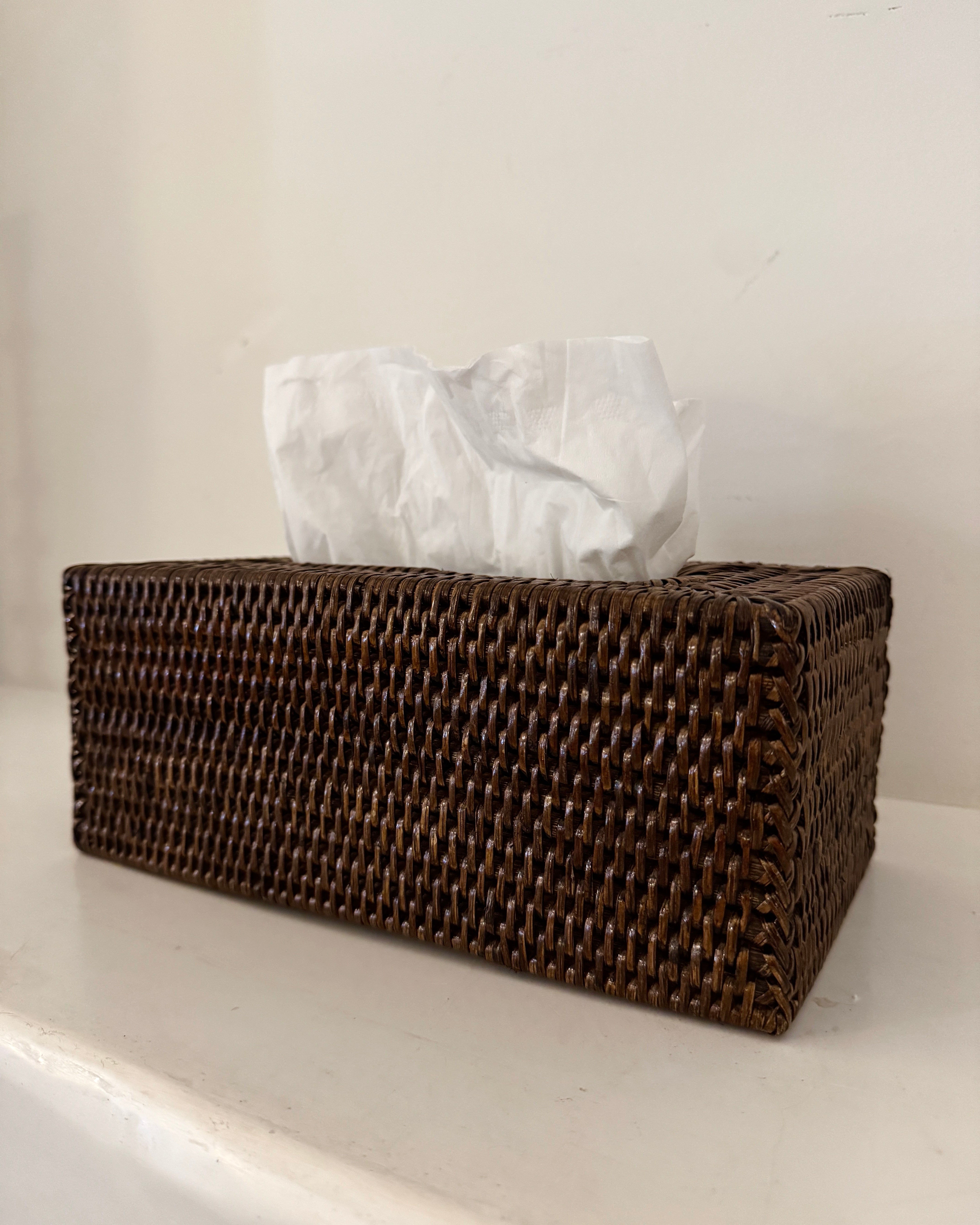 Rattan Tissue Box Holder, Rectangular