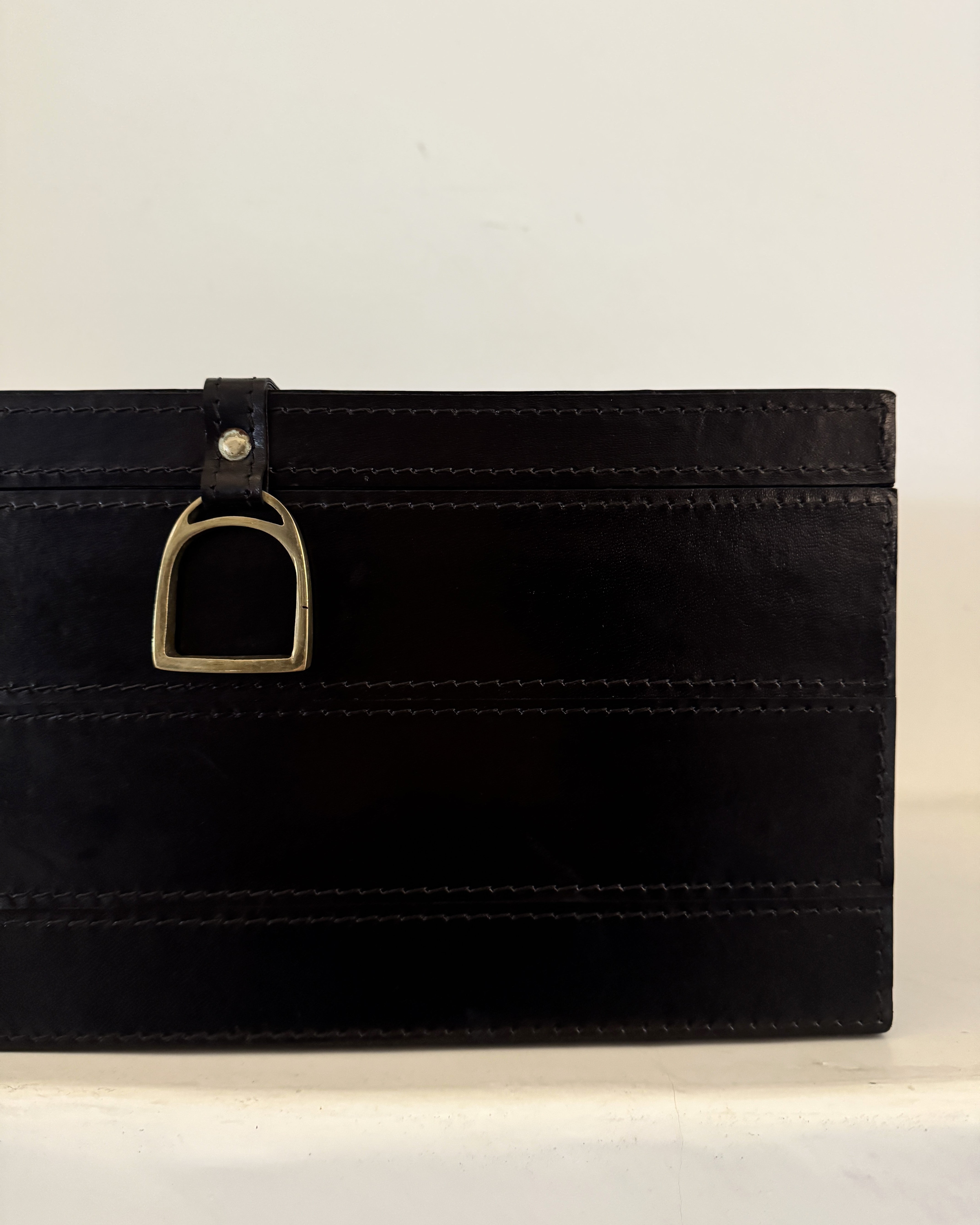 Leather Box with Stitched Panels Large