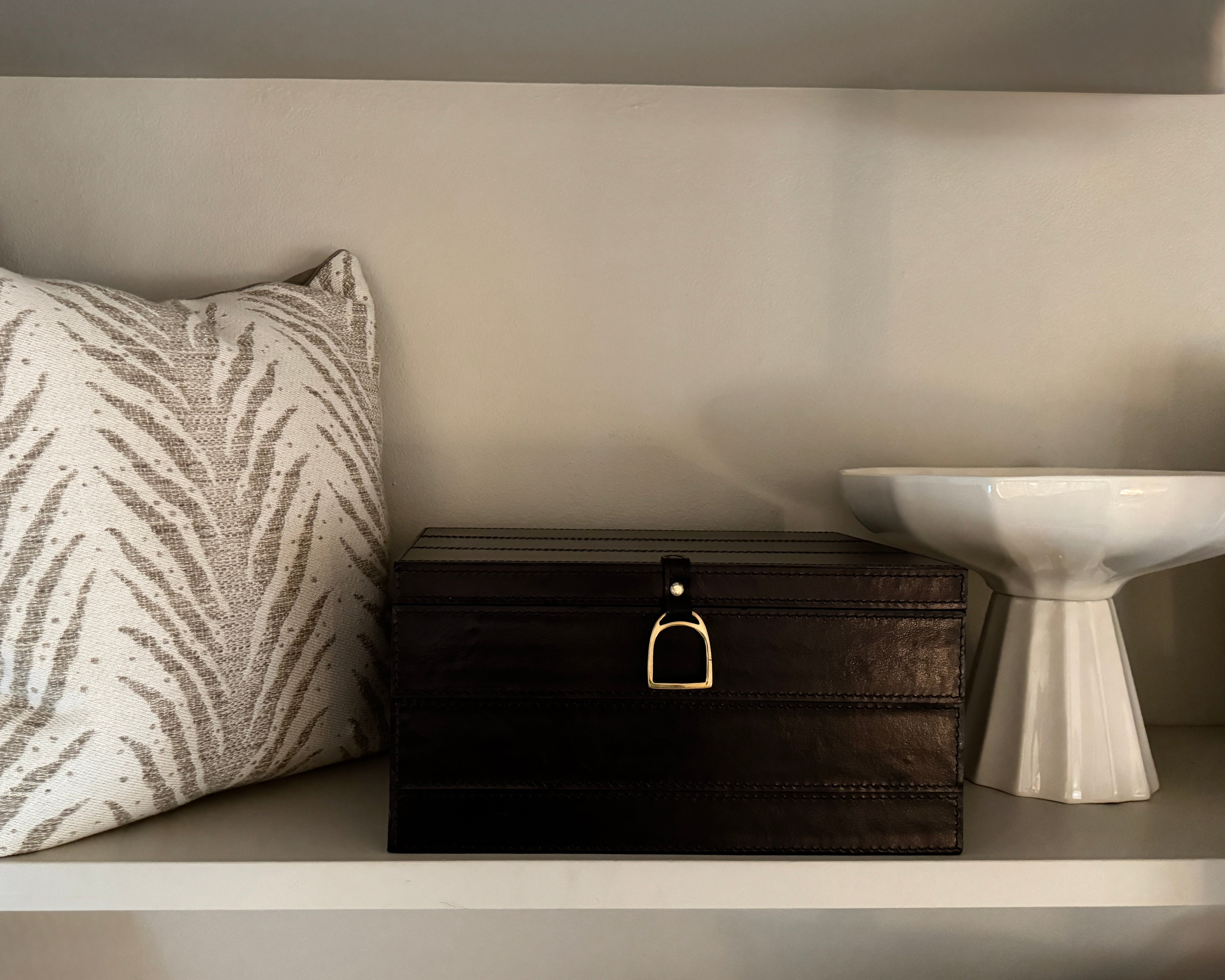 Leather Box with Stitched Panels Large