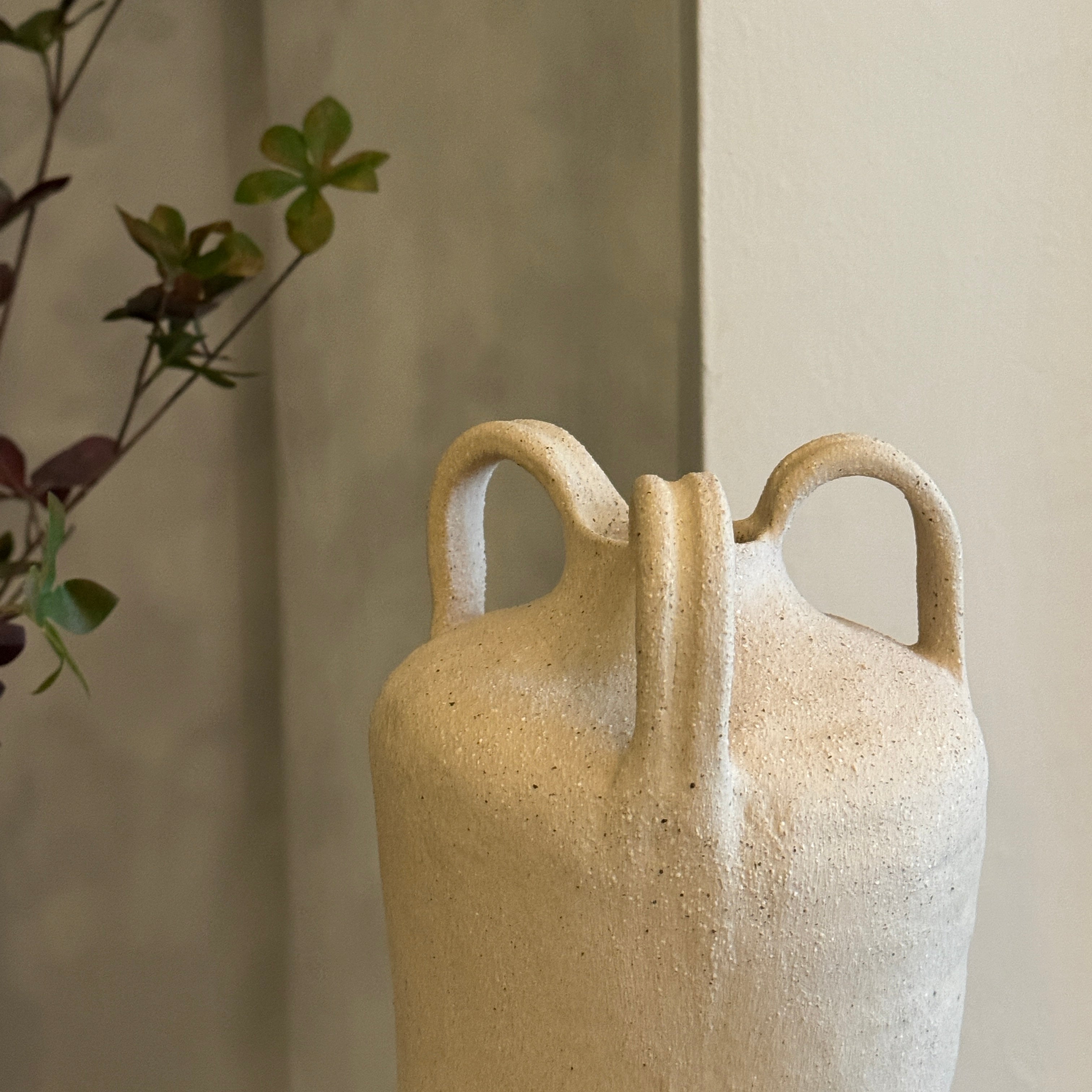 Buttercream Three Handle Vase Tall
