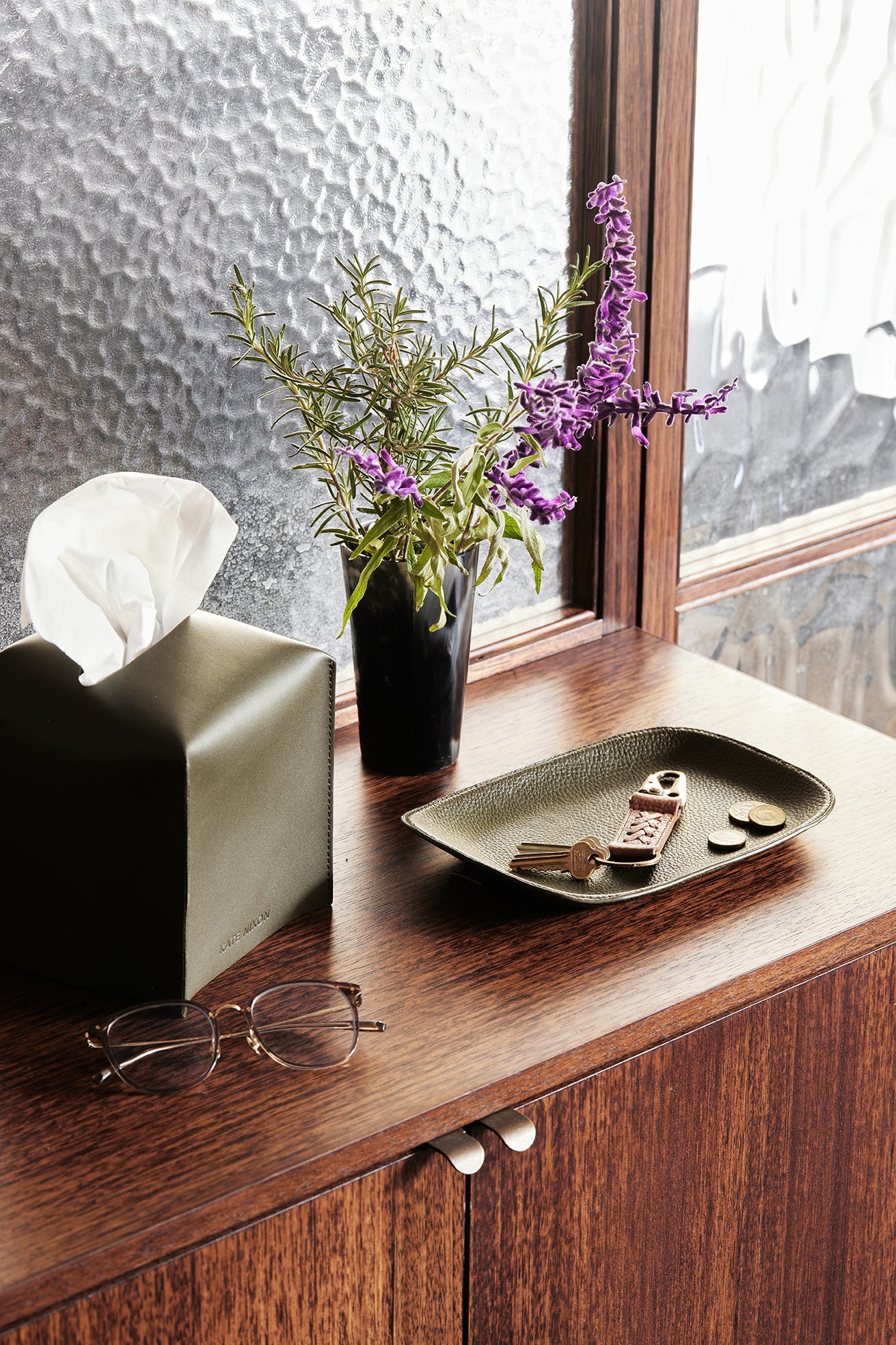 Oxford Leather Tissue Cover, Square