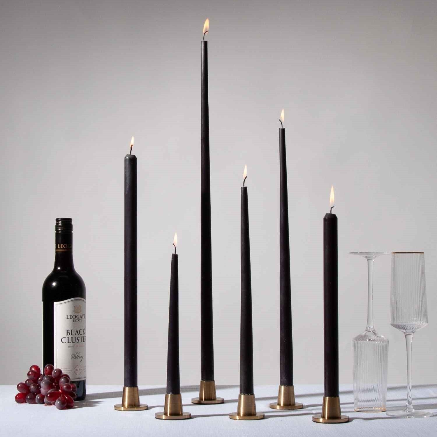 Taper Candle 35cm Black, 4pc Pack
