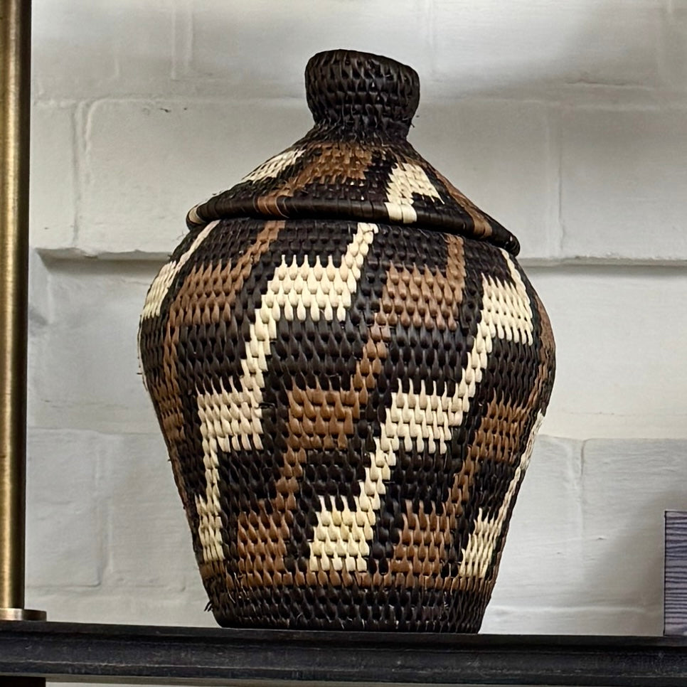Lidded Lombok Basket Zig Zag Medium