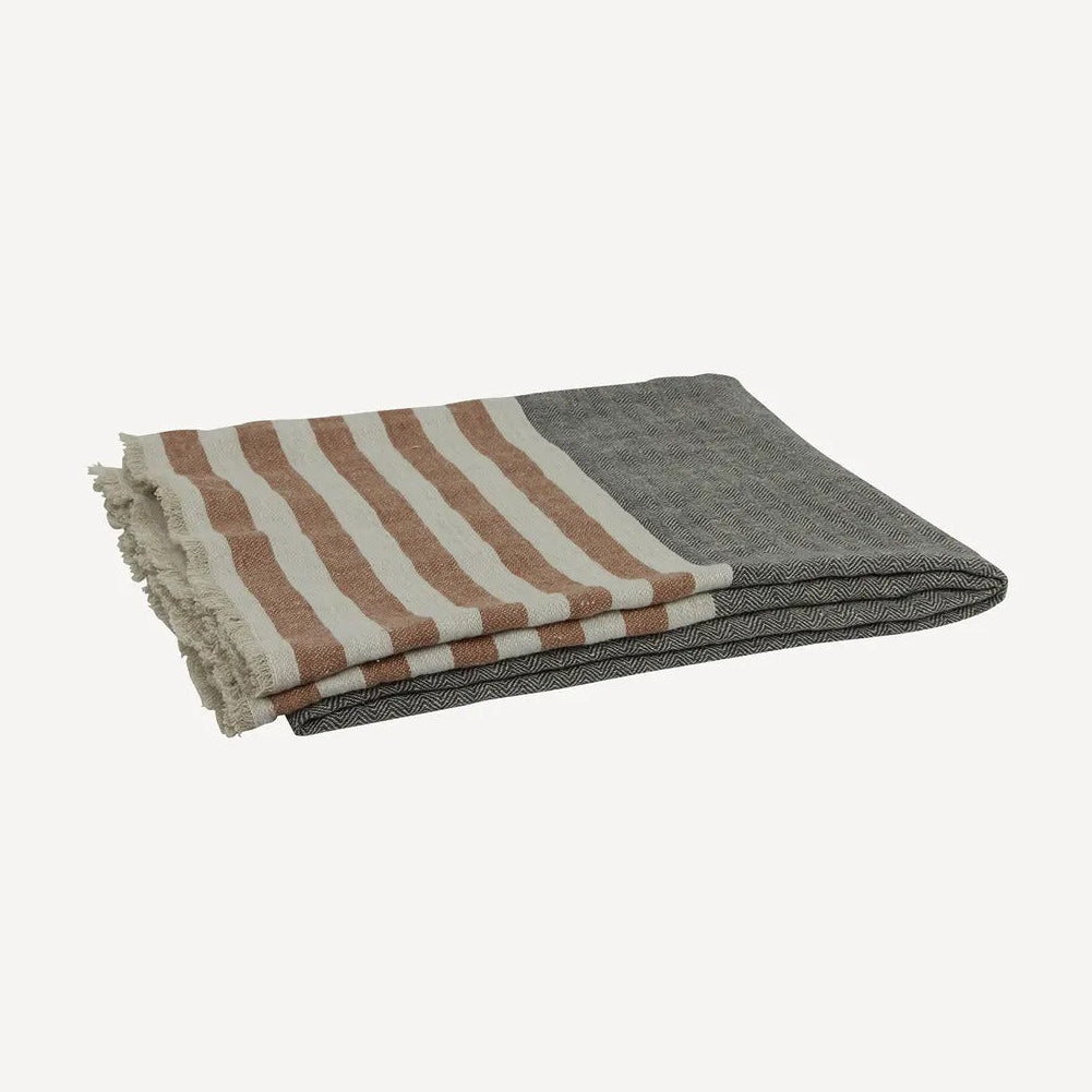 Herringbone Stripe Throw Black Spice