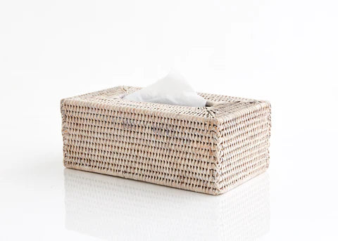 Rattan Tissue Box Holder, Rectangular