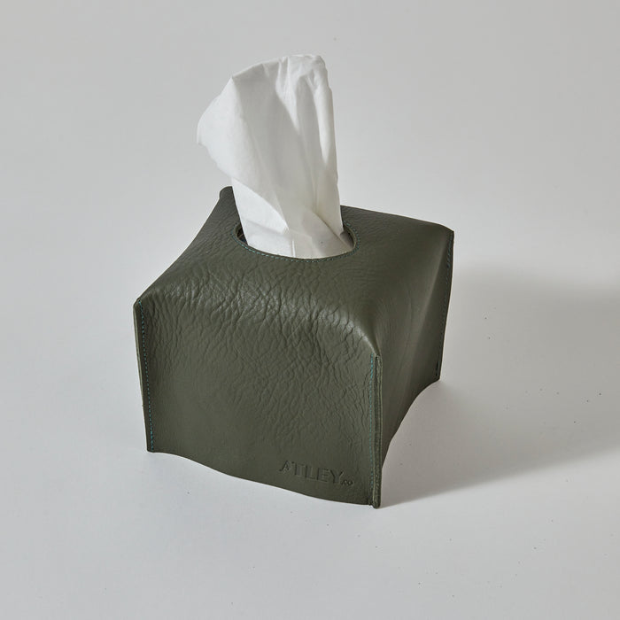 Leather Tissue Box Tan, Square
