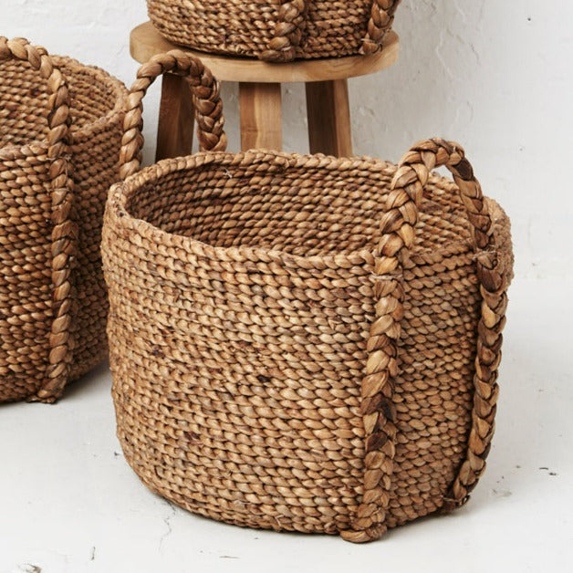 Ruhi Plaited Handle Waterhyacinth Basket