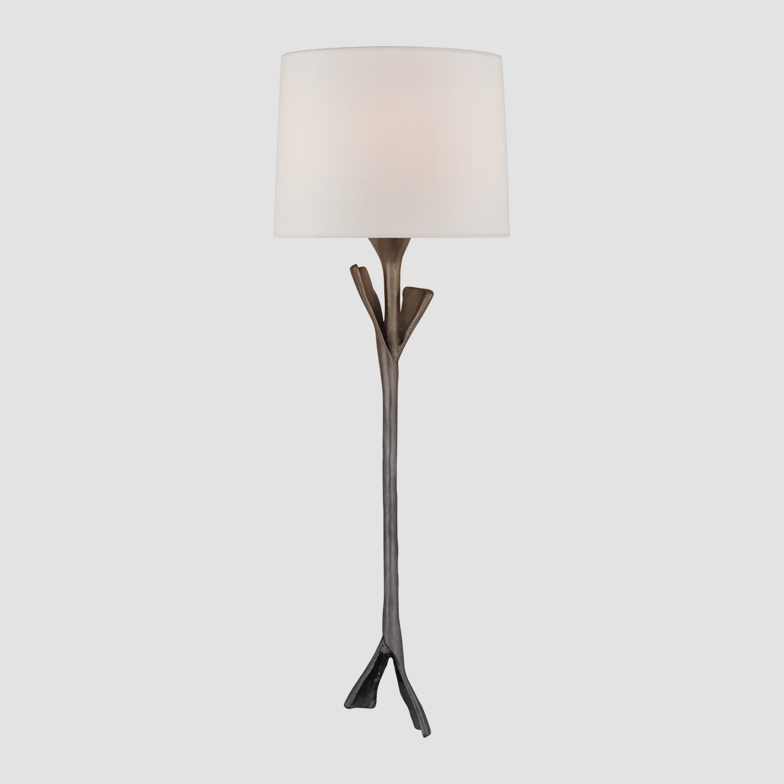 Fliana Tail Sconce in Aged Iron with Linen Shade