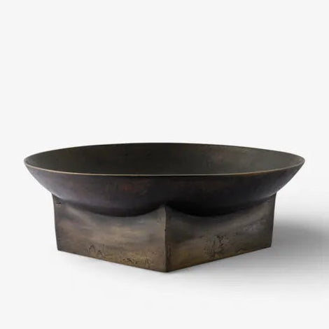 Small decorative foundation bowl with a bronze finish from French Country Collections, featuring a round shape and textured surface.