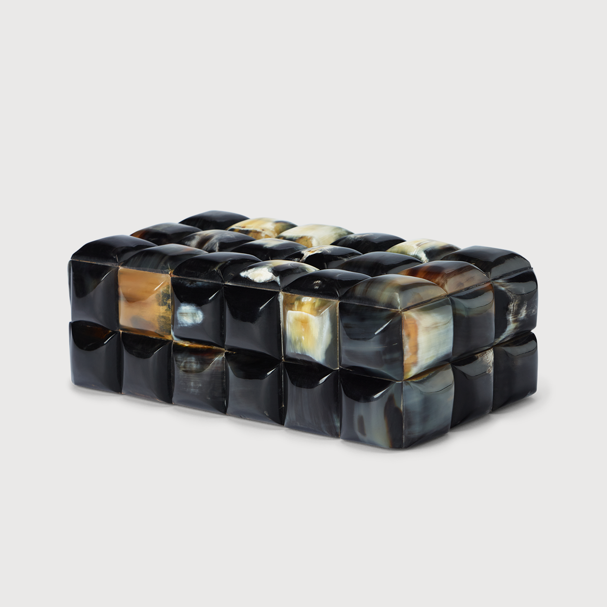 KATE NIXON HOME Tessera horn decorative box with natural horn pattern and hinged lid