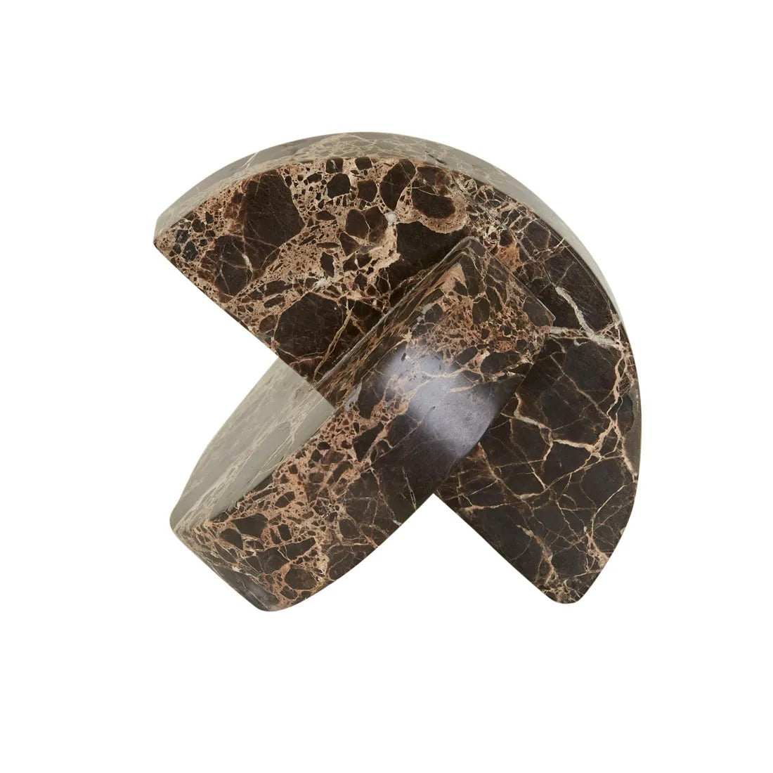 Small Rufus Sol sculpture by Globewest made of Emperador marble, showcasing a modern abstract art form.