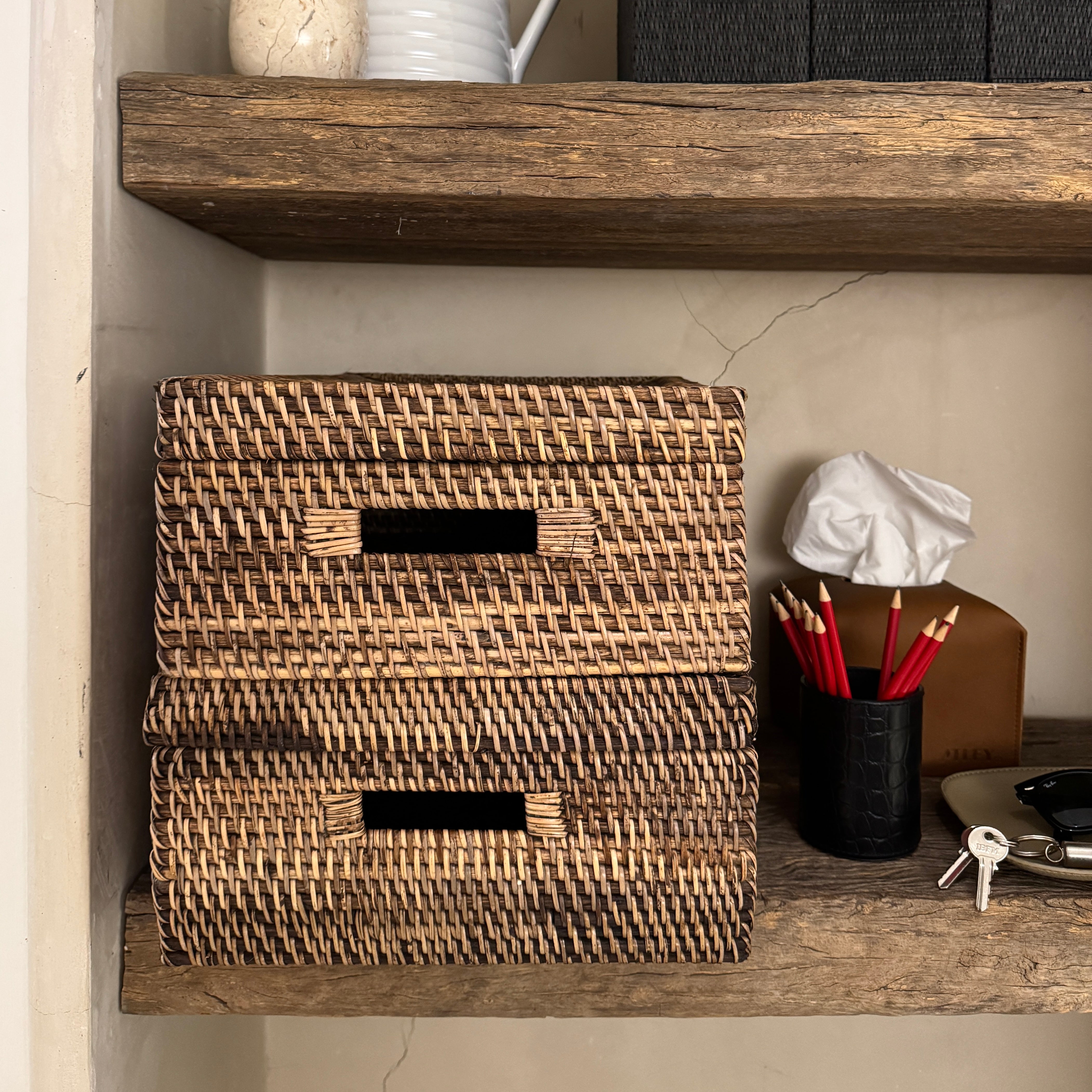 Rattan Rectangular Box, Brown