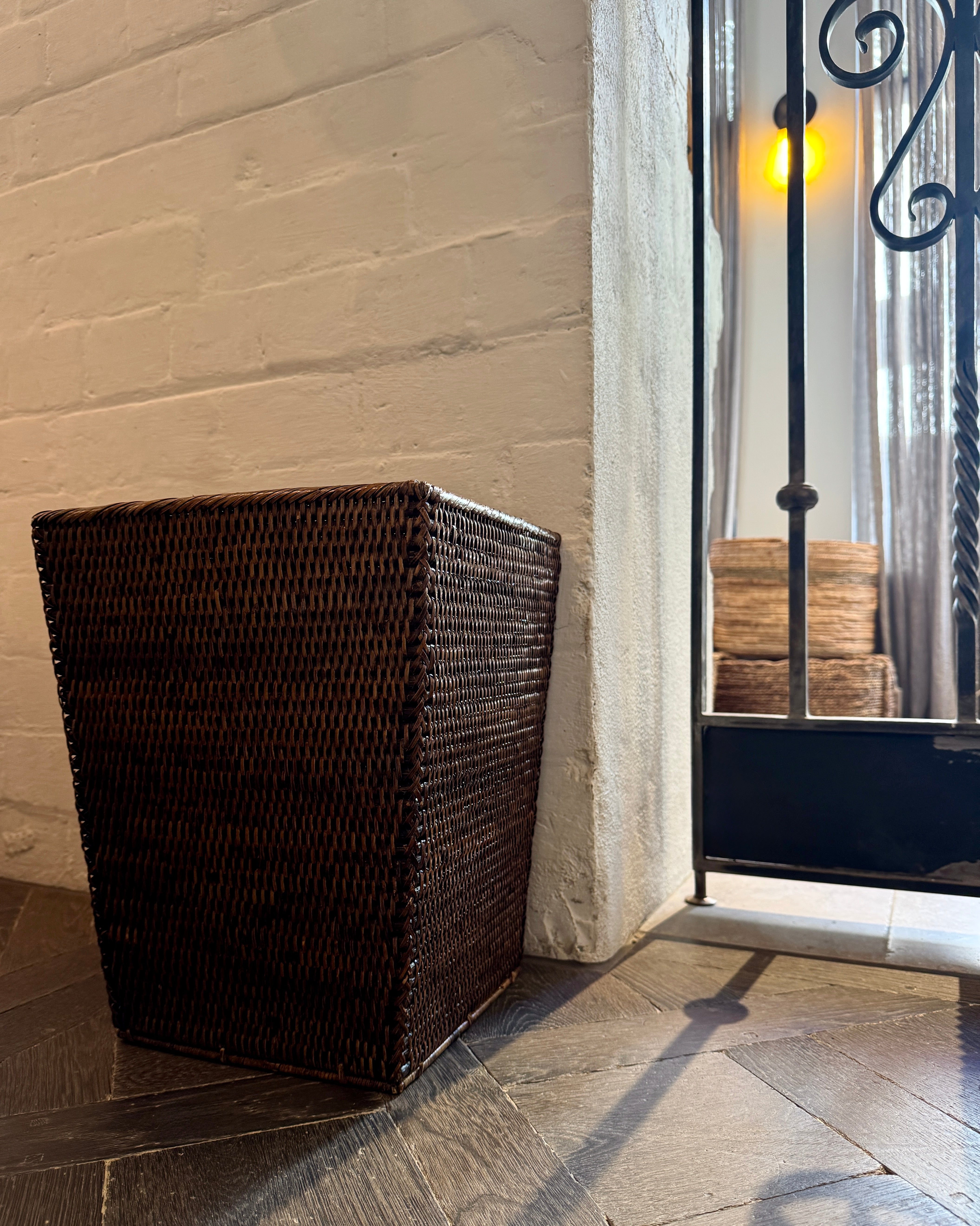 Square Tapered Rattan Bin