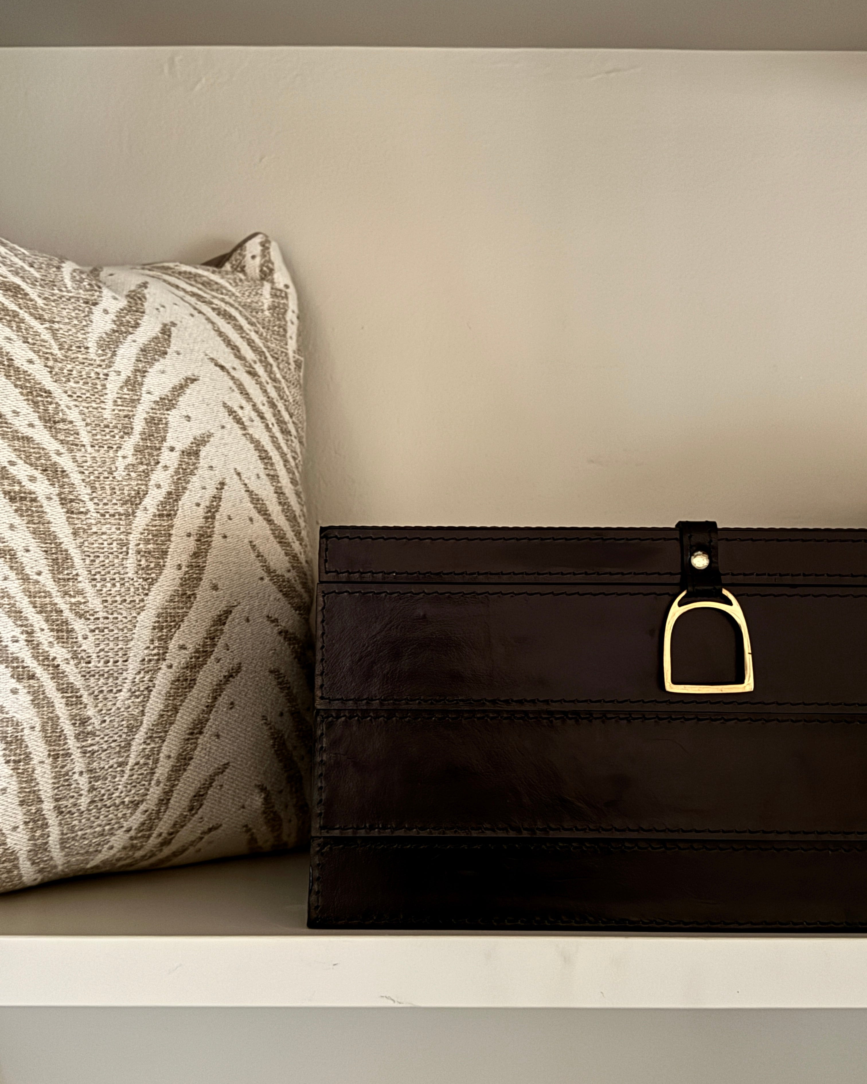 Leather Box with Stitched Panels Large