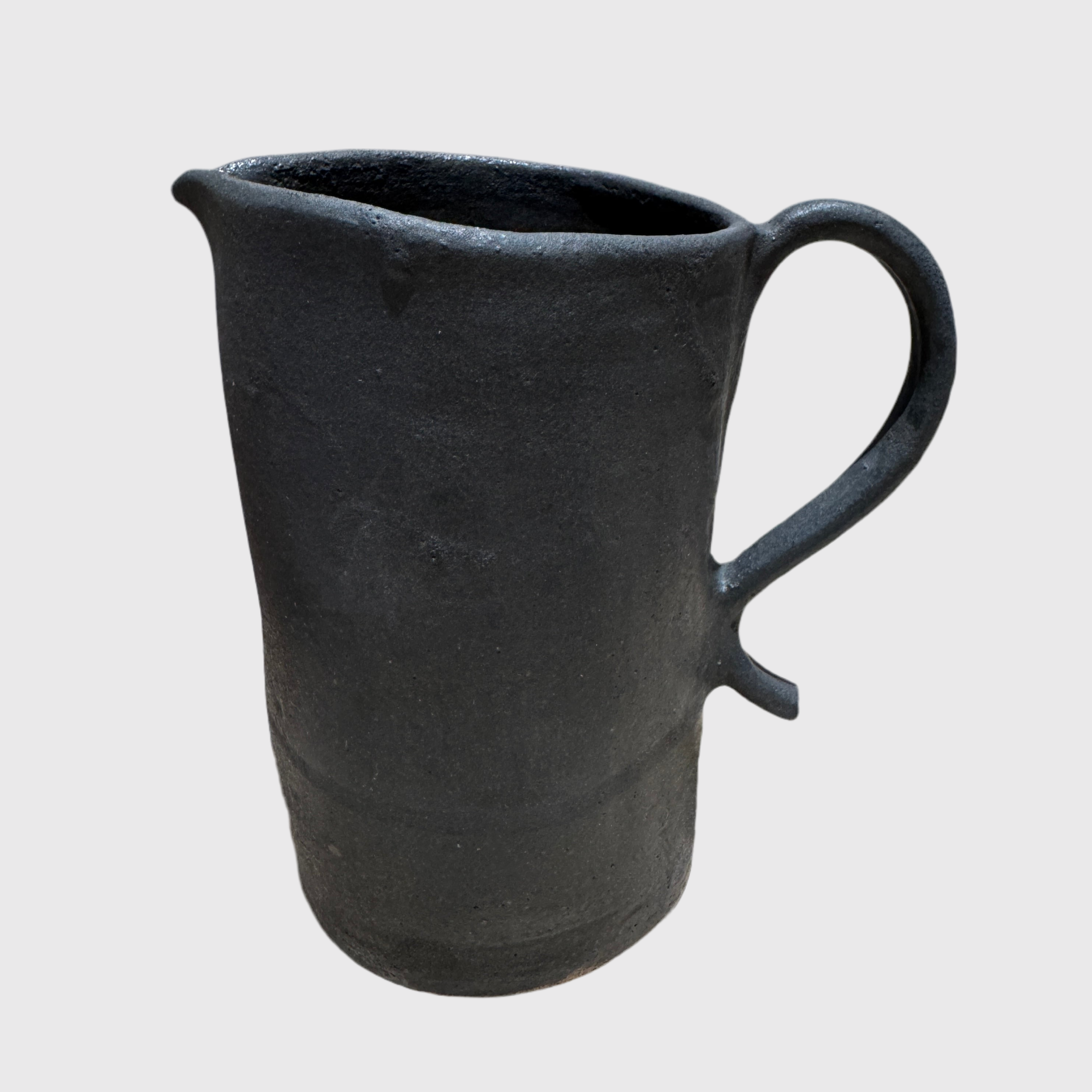 Black Jug Large w Handle Curl
