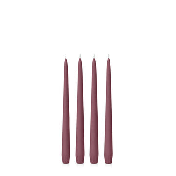 Set of four 35cm burgundy taper candles from Hueseeka, ideal for home decor and elegant candle arrangements.