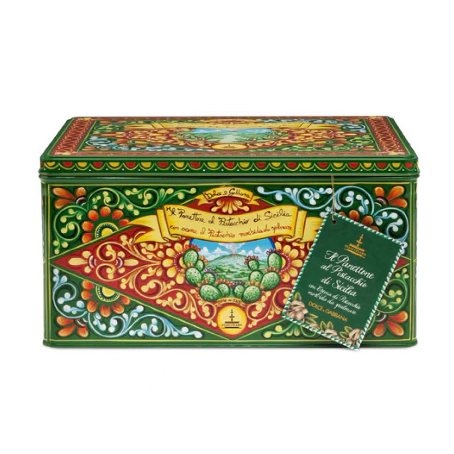 Dolce & Gabbana Tin Panettone 600g, Sicilian Pistachio w Pistachio Spread