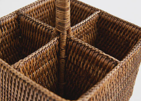 Rattan Cutlery Caddy Square