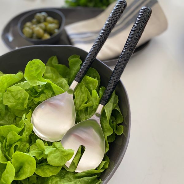 Black Wicker Salad Servers (set of 2)