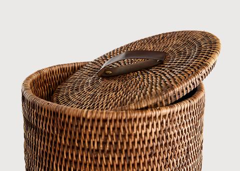 Rattan Hotel Bin with Lid