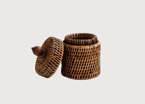 Rattan Cotton Wool Holder