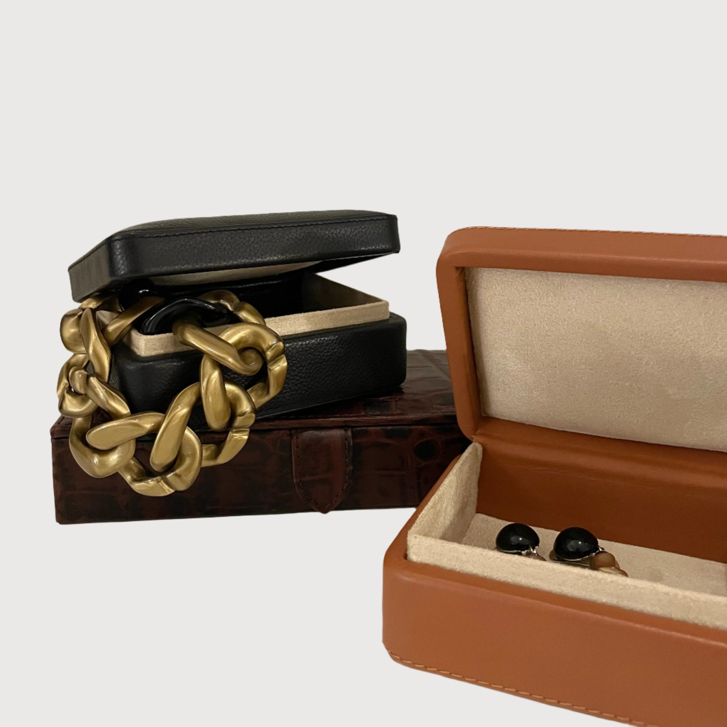 Leather Accessories Box, Tan