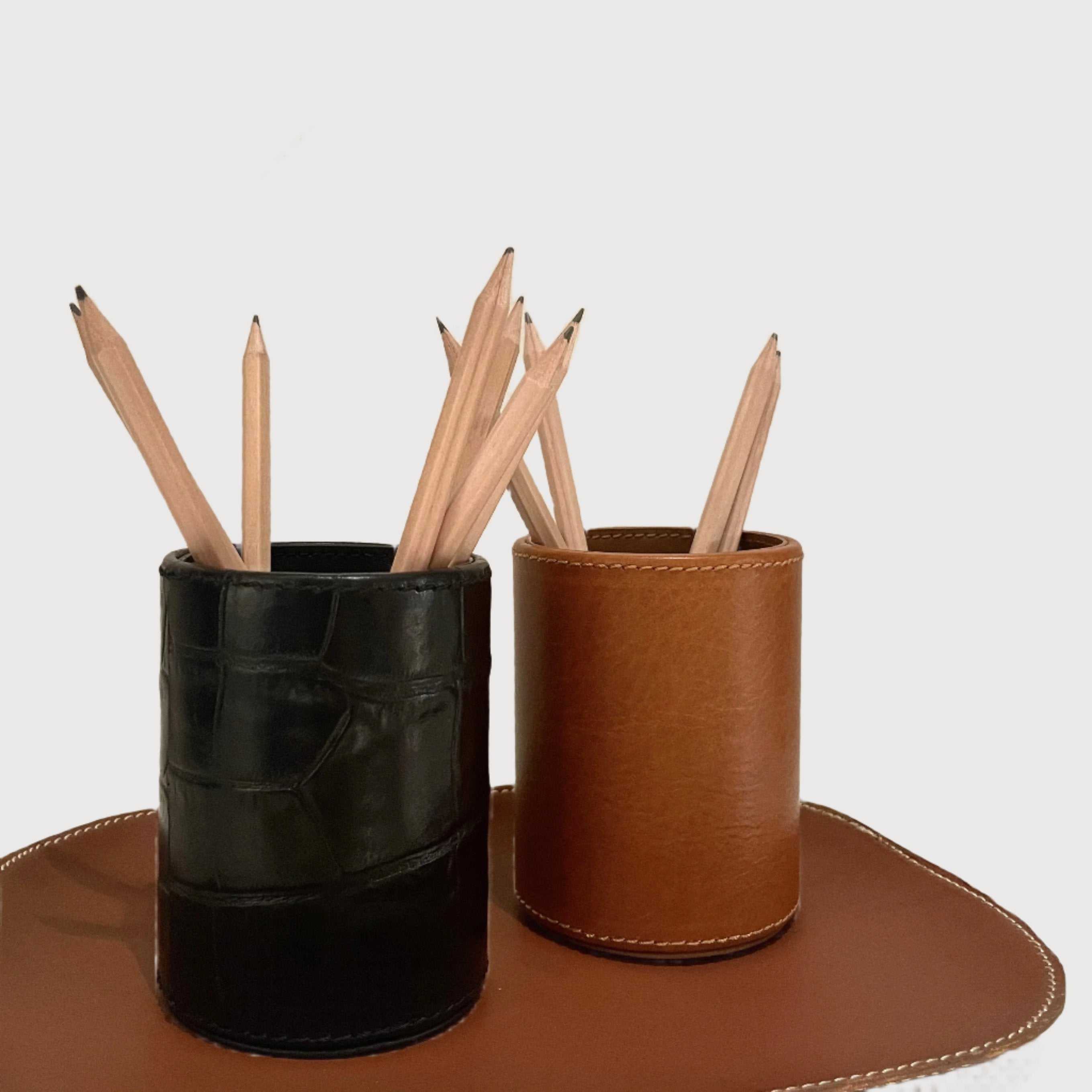 Leather Pen Cup, Tan