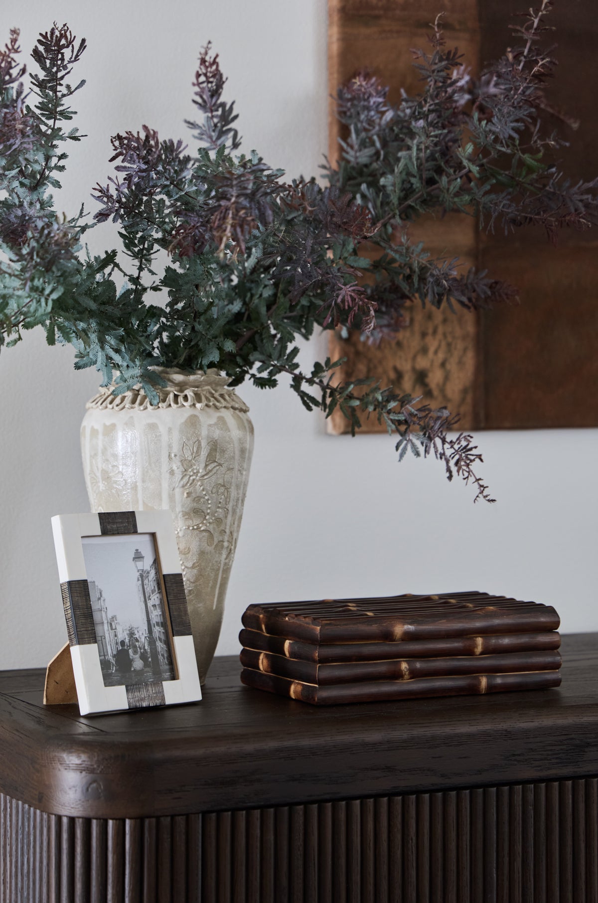 KATE NIXON HOME Batu bamboo decorative box with natural woven texture and lidded design