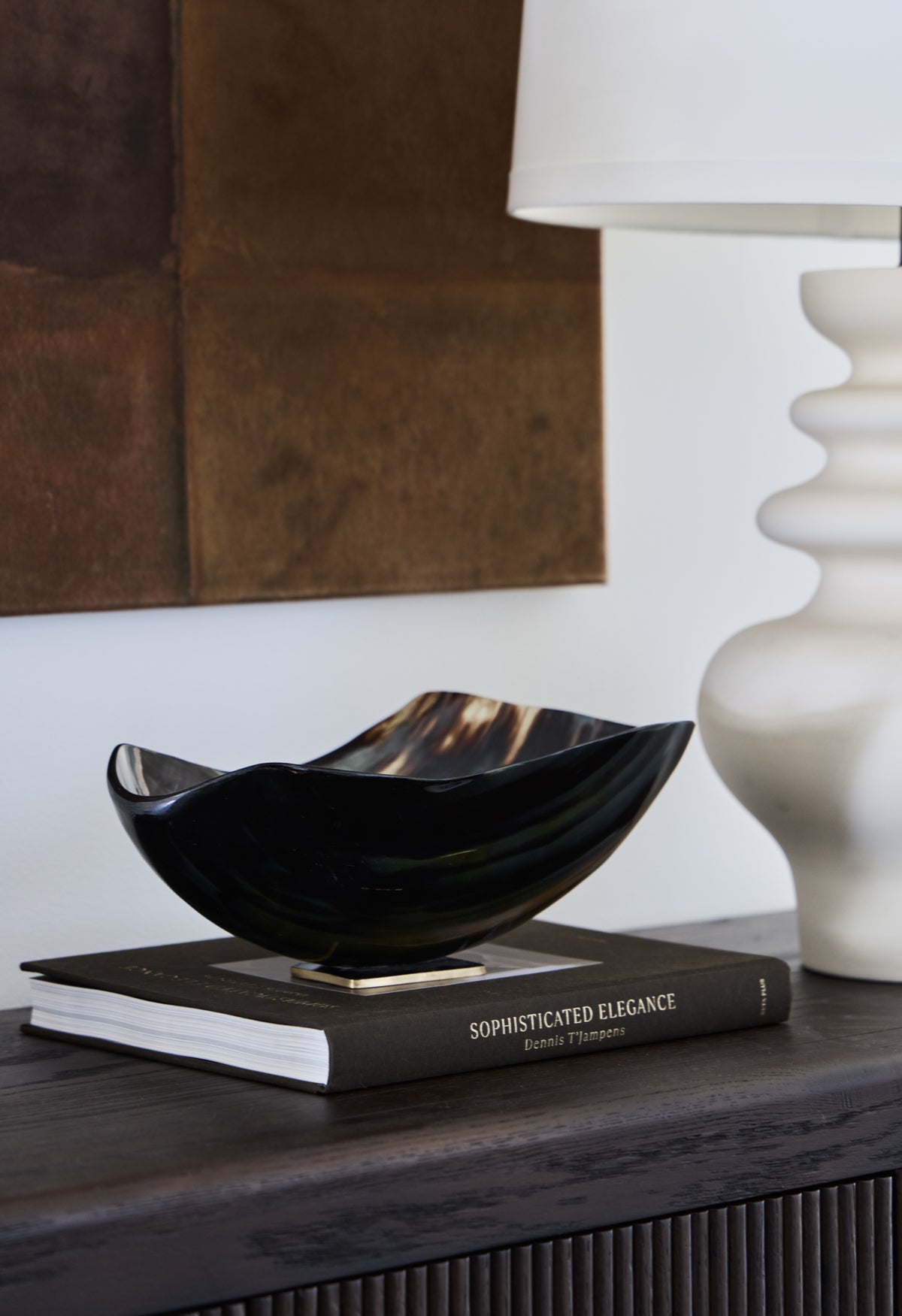 KATE NIXON HOME Patra Horn Bowl with intricate horn pattern, round shape, and smooth finish, ideal for decorative or functional use.