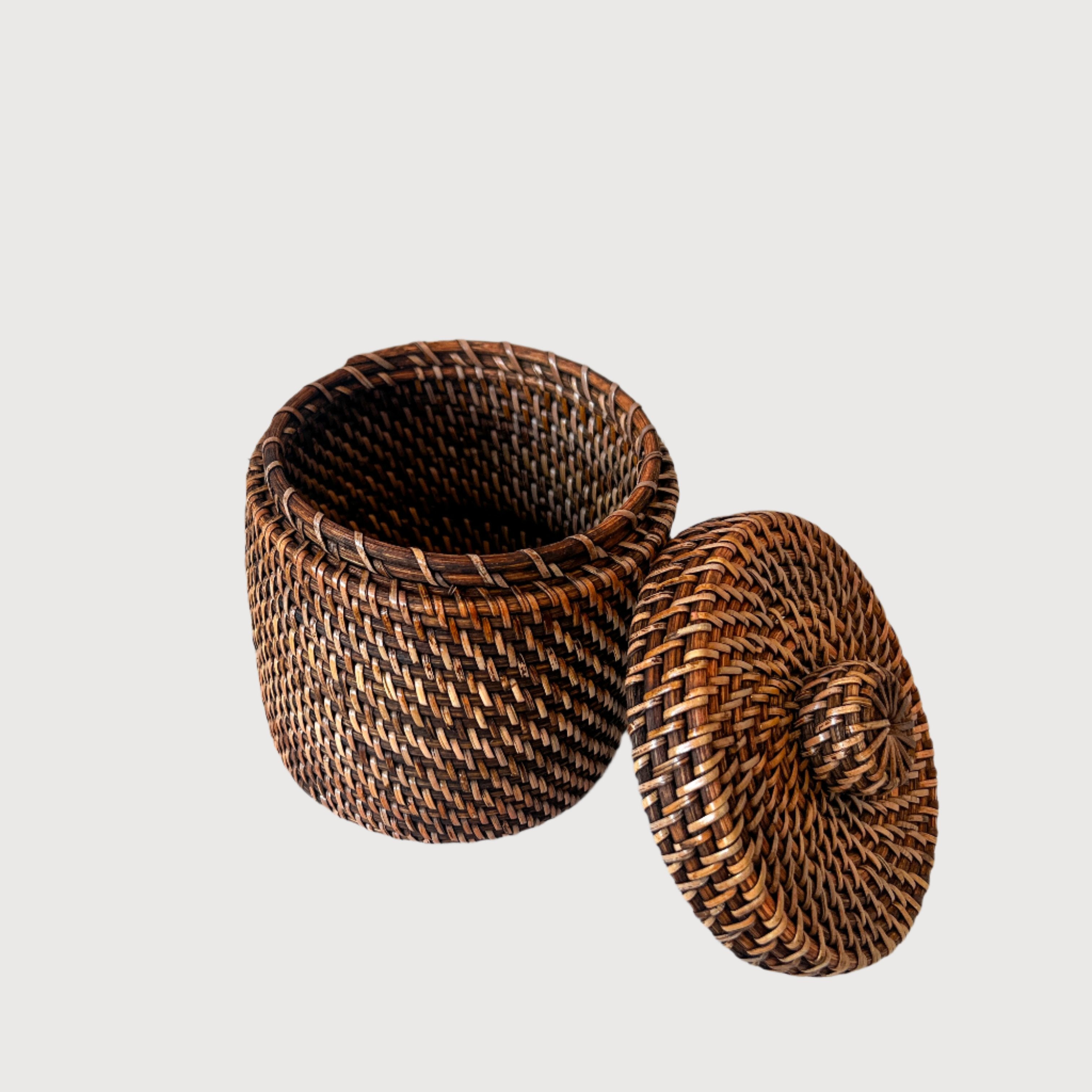 Round Rattan Canister