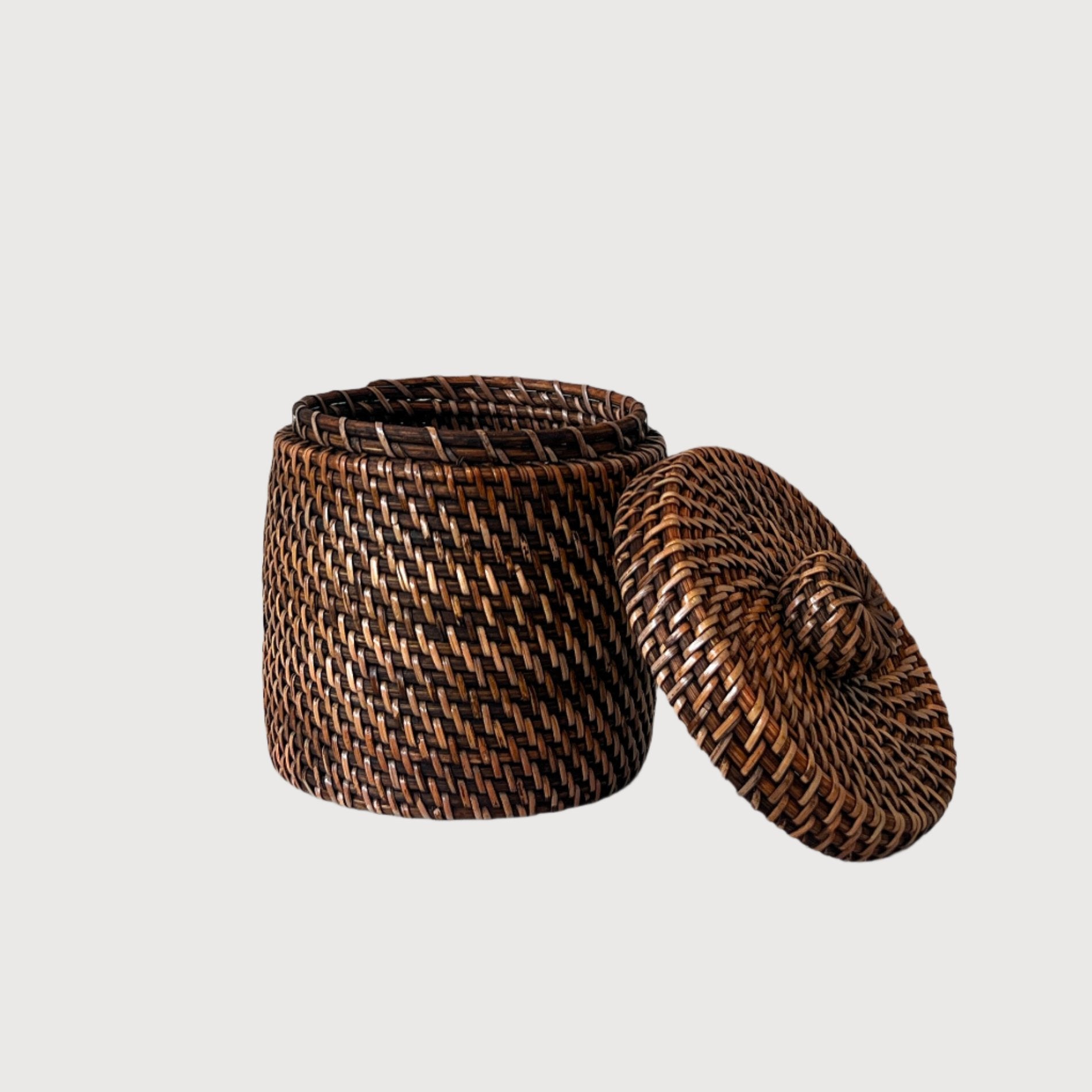 Round Rattan Canister