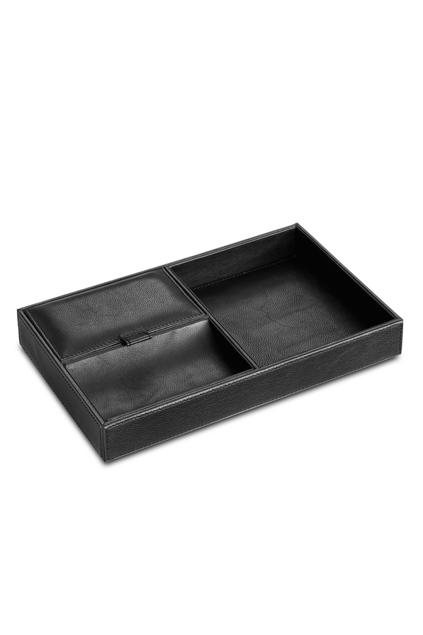 Luca Leather Valet Tray, Black