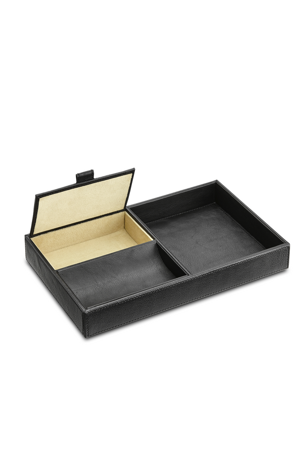 Luca Leather Valet Tray, Black