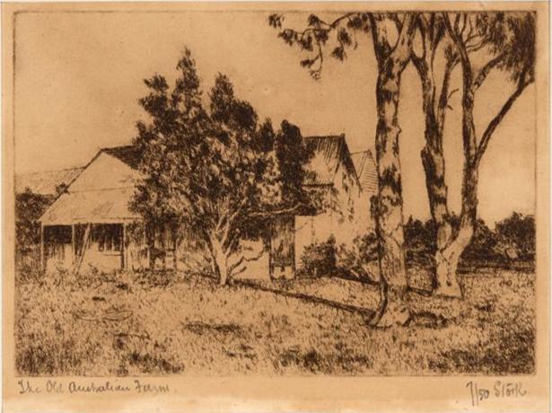 Old Australian Farm etching