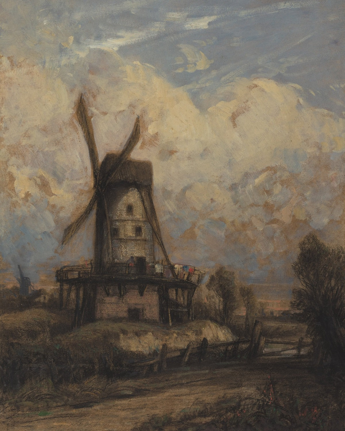 A Windmill against a Cloudy Sky - Print in Frame