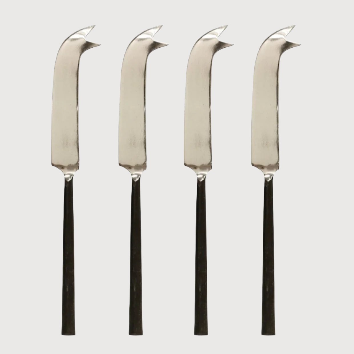 Burnished Black & Stainless Steel Cheese Knife, Set of 4