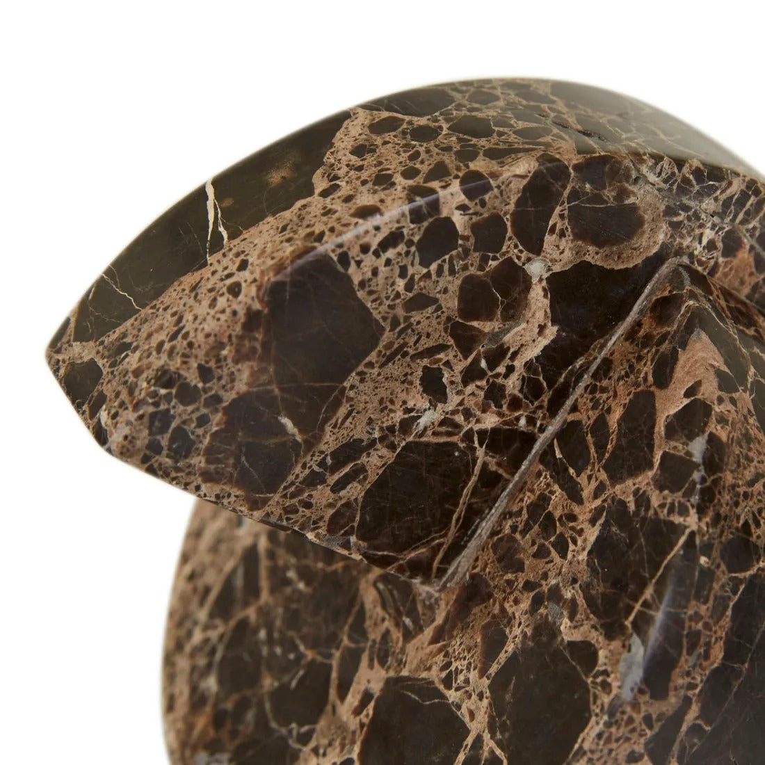 Small Rufus Sol sculpture by Globewest in Emperador marble, showcasing a smooth, modern abstract design.