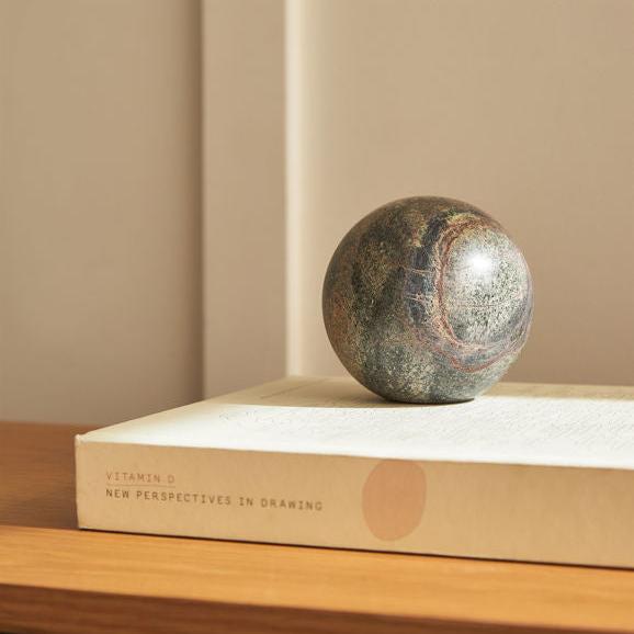 Geo Marble Sphere, Forest Green