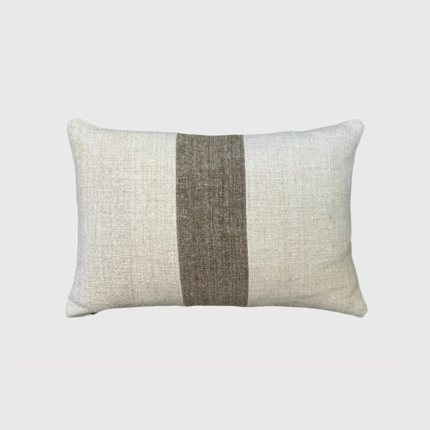 Handwoven Linen Cushion Mocha Stripe 50x35cm