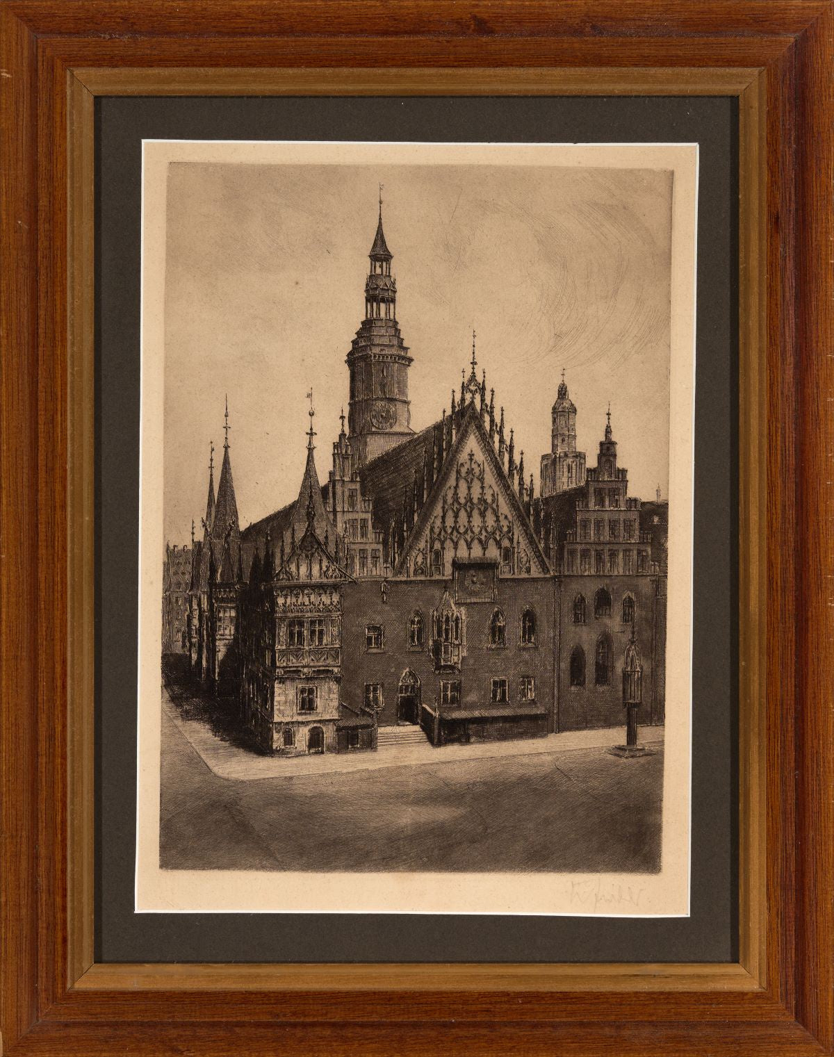 Wroclaw Town Hall etching