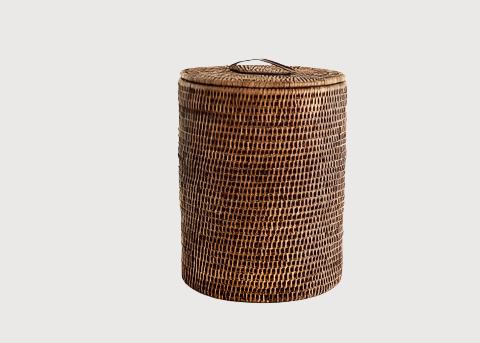 Rattan Hotel Bin with Lid